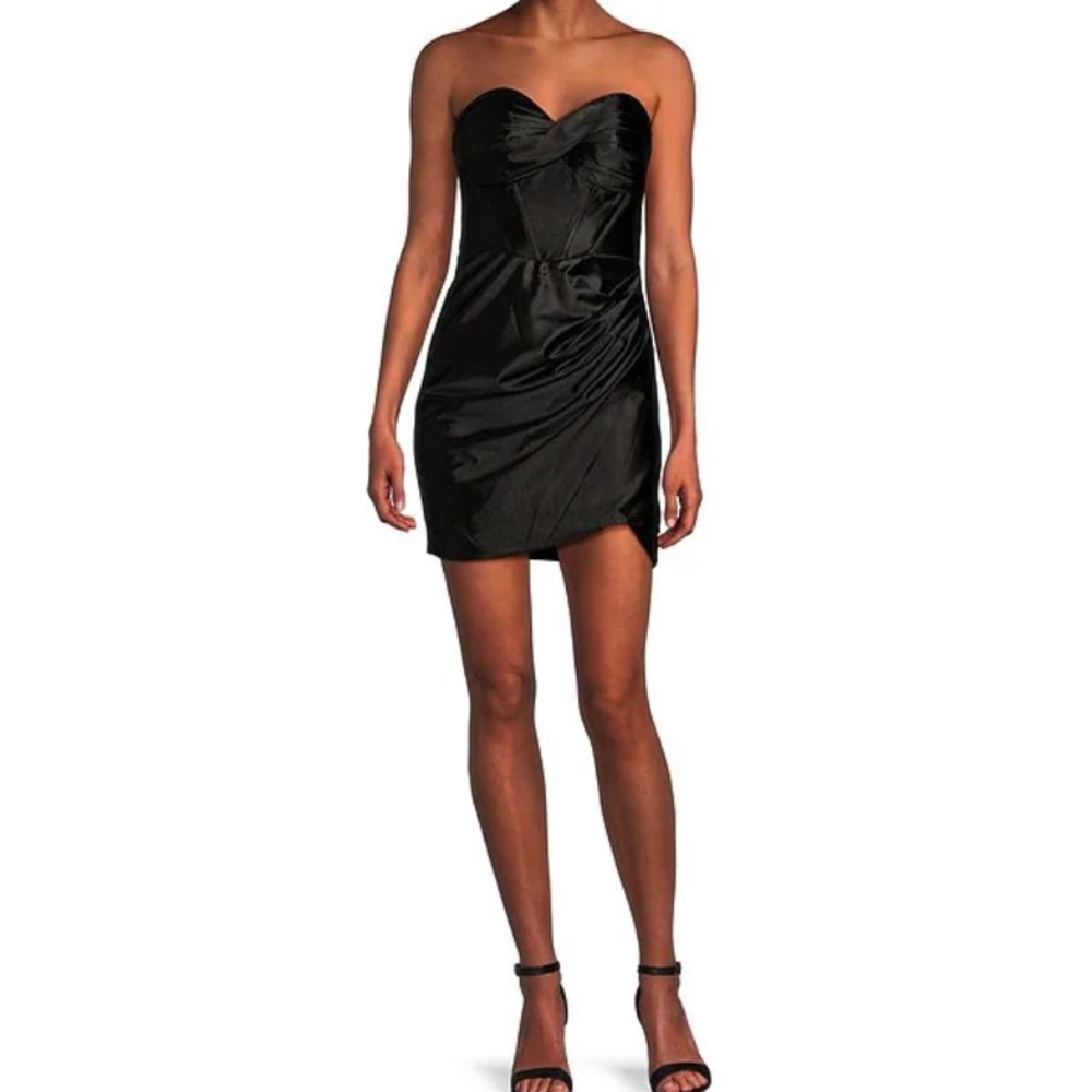 GB Social Satin Strapless Corset Bodice Mini Dresss